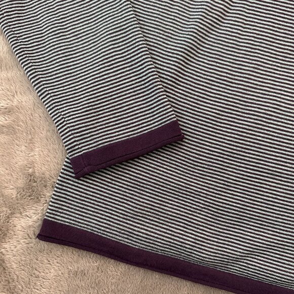 Title Nine Roll Neck Sweater Blue Striped Long Sleeve Shirt XL Women's - Picture 2 of 6